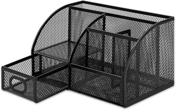 Amazon Basics Mesh Pen Holder and Organizer, Black, â9.1" X 5.9" X 5.5