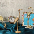 Metal Crane Ring Holder Stand for Jewelry, Engagement and Wedding Ring Display, Gold Decorative Ornaments Home Decor for Living Room, Bedroom,