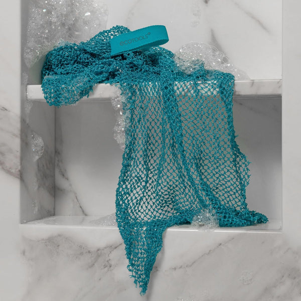 Ecotools Exfoliating Bath Net, Inspired by African Bath Net Sponge, Exfoliates & Cleanses Whole Body, Flexible & Reusable, Eco-Friendly Body