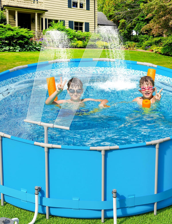 Pool Fountain above and Inground Pools, Adjustable Pool Waterfall with Dual Spray Sprinklers, Outdoor Pool Accessories for Relaxation and Cooling,