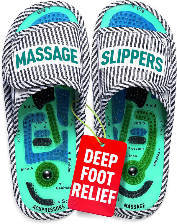 Shiatsu Home Acupressure Massage Slippers for Plantar Fasciitis, Acupuncture Foot Massager, Pain Relief & Muscle Relaxation