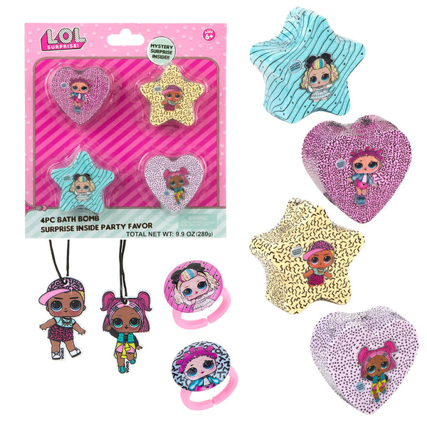 L.O.L. Surprise! 4Pc Bath Bomb Set - Non-Toxic, Kid-Safe Bath Bombs for Girls, Spa Gifts & Bath Accessories for Kids