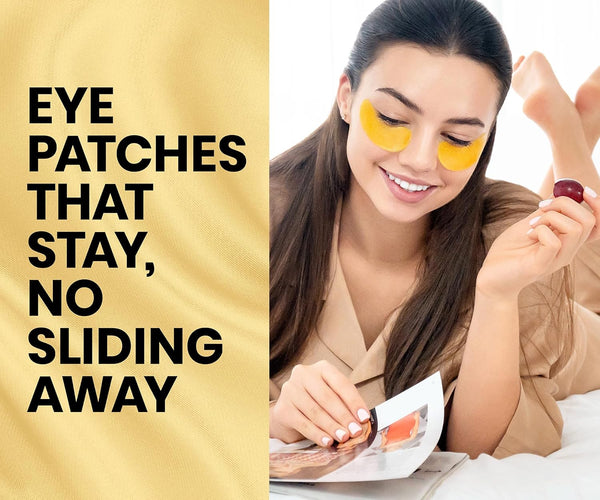 Stylia under Eye Patches for Dark Circles and Puffy Eyes (30 Pairs) - 24K Gold under Eye Mask with Vitamin C, Hyaluronic Acid, Pearl Extract - Eye