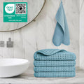 POLYTE 430 GSM Microfiber Lint Free Washcloth Face Towel, 13 x 13 in, 4 Pack (Waffle Weave) Green