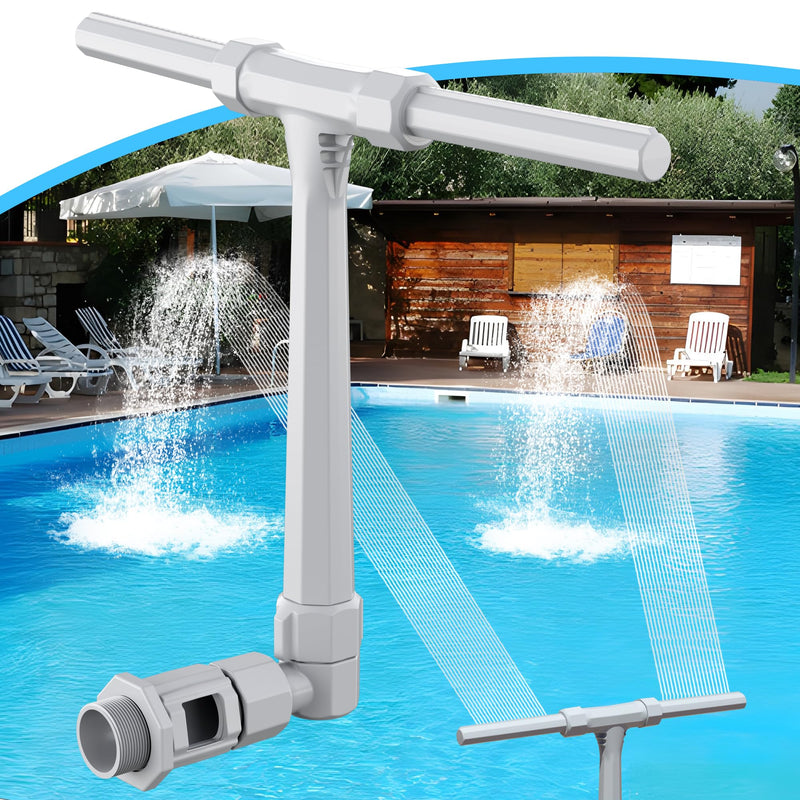 Pool Fountain above and Inground Pools, Adjustable Pool Waterfall with Dual Spray Sprinklers, Outdoor Pool Accessories for Relaxation and Cooling,
