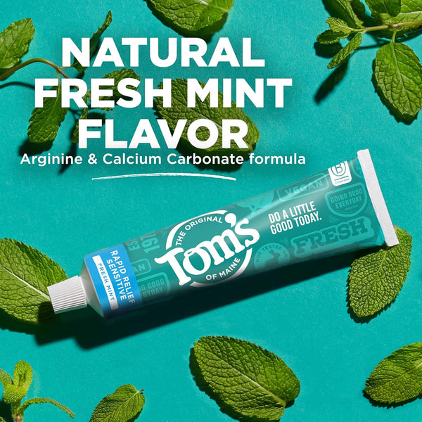 Tom'S of Maine Fluoride-Free Rapid Relief Sensitive Toothpaste, Fresh Mint, 4 Oz. (Packaging May Vary)