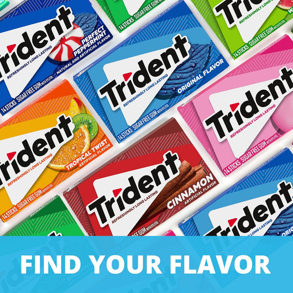 Trident Bubblegum Sugar Free Gum, 12 Packs of 14 Pieces (168 Total Pieces)