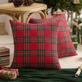 AQOTHES Pack of 2 Christmas Plaid Decorative Throw Pillow Covers Scottish Tartan Cushion Case for Farmhouse Home Holiday Decor Red and Green, 18 X