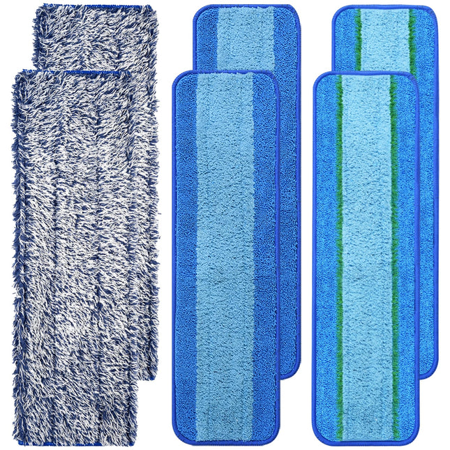 6 Pack Reusable Microfiber Pad for Bona Mop, 6 Pack Value - Use with Bona Mops, Includes 2 Pack Dusting Pad, 2 Pack Clea