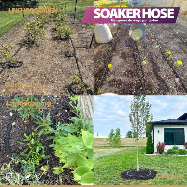 LICNCHOC GARDEN Soaker Hose 15 Ft,1/2 INCH Flexible Durable Garden Hose for Efficient Watering, Leak-Proof Design 100% Recycled Rubber,Ideal for