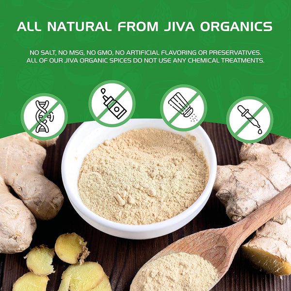 Jiva Organics Organic Ginger Root Powder 1 LB Jar - Gluten Free, Non-Gmo - for Cooking, Baking, Tea & More - Bulk Ginger Ground Dry