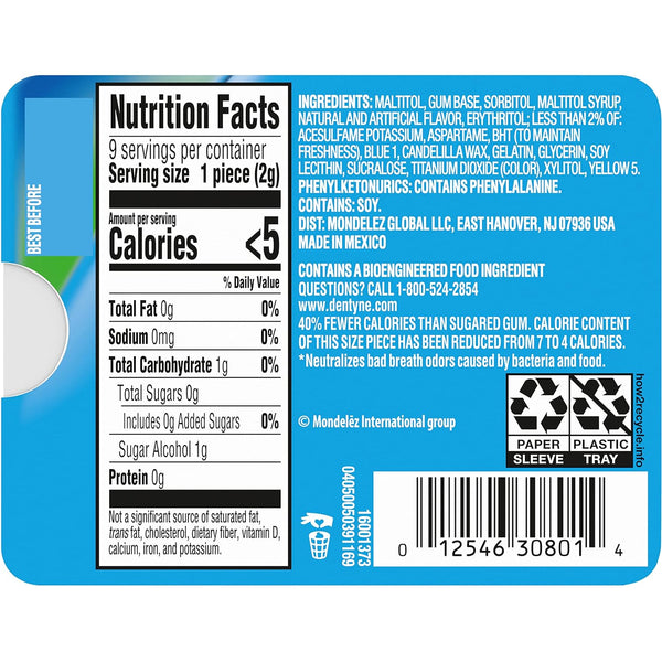 Dentyne Pure Mint with Herbal Accents Sugar Free Gum, 10 Packs of 9 Pieces (90 Total Pieces)