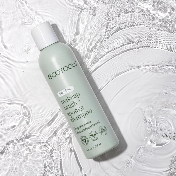 Ecotools Makeup Brush + Sponge Shampoo, Remove Makeup & Impurities from Tools, Sponges, & Puffs, Fragrance-Free Brush Cleanser, No Harsh