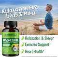 NATURELO Magnesium Glycinate Chelate Complex - 200 Mg Magnesium with Organic Vegetables to Support Sleep, Calm, Muscle Cramp & Stress Relief -