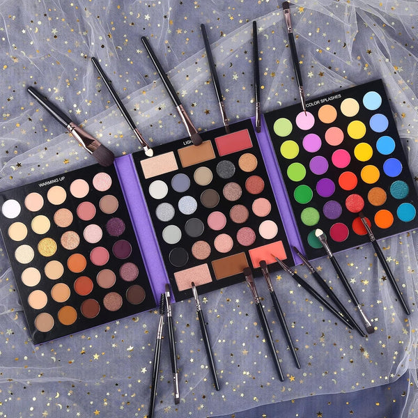 UCANBE Eyeshadow Palette with 15Pcs Brushes Makeup Set, Pigmented 86 Colors Make Up Sets Valentine's Day Gift, Matte Shimmer Glitter Eye Shadow