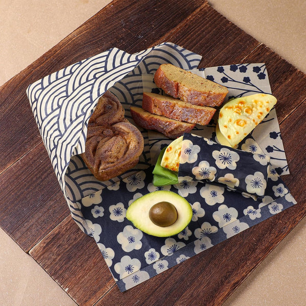 9 Pack Japanese Reusable Beeswax Wraps for Food Eco-Friendly Beeswax Wraps Bread Sandwich Wrapper Organic Sustainable Zero Waste Reusable