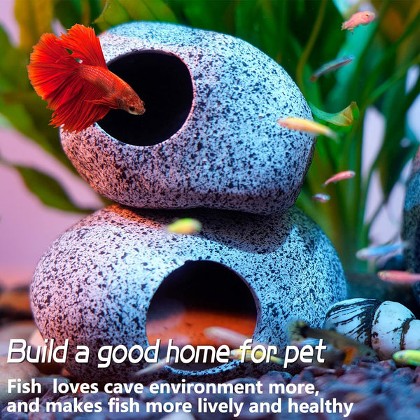 Aquarium Decorations Cave Fish Tank Accessories Rock Decor for Shrimp Cichlid Hiding Breeding Small Fish Bowl Hide Decoration Betta Toys Hideout