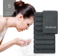 Cosy Family 10 Pack Makeup Remover Wash Cloths - Soft Microfiber Fingertip Facial Cleansing Cloths for Hand and Make Up, 12 X 12 In, Black Grey