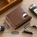 Swallowmall Airtag Wallet Men RFID Blocking Genuine Leather Bifold Mens Wallet for Airtag 1 ID Window 12 Card Holders Gift Box (Airtag Not