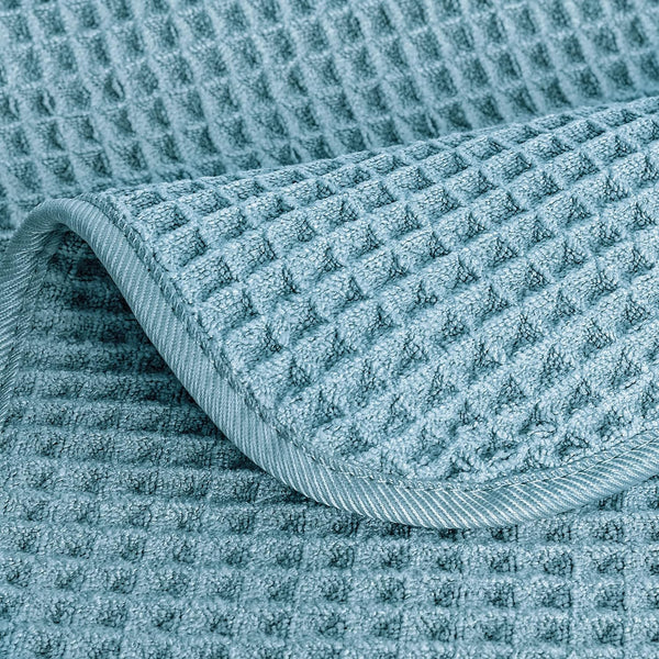 POLYTE 430 GSM Microfiber Lint Free Washcloth Face Towel, 13 x 13 in, 4 Pack (Waffle Weave) Green