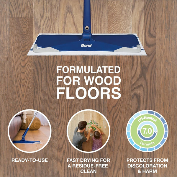 Bona Hardwood Floor Disposable Wet Cleaning Pads - 12 Cleaning Pads per Pack - Unscented - Use with Bona Mops - Residue-Free Floor Cleaning