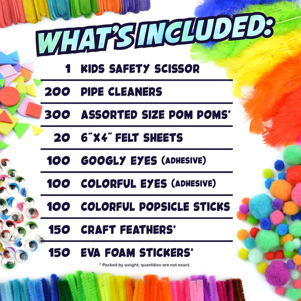 Arts and Crafts Supplies Kit for Kids - Boys and Girls Age 4 5 6 7 8 Years Old - Toddler Art Set Activity Materials in Bulk - Great for Preschool,