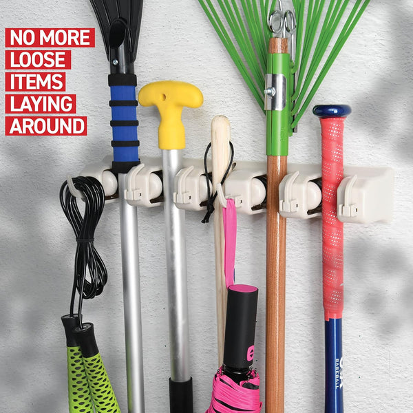 Home-It Mop and Broom Holder Wall Mount Garden Tool Storage Tool Rack Storage & Organization for the Home Plastic Hanger for Closet Garage