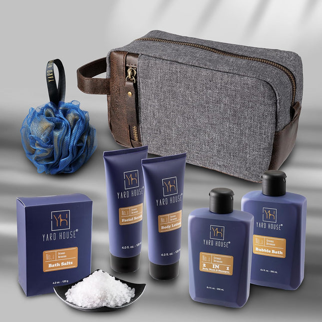 All Natural Bath and Body Spa Gift Basket Set for Men - Ocean Breeze - Luxury Men'S Skin Care Kit for Him in Toiletry Ba