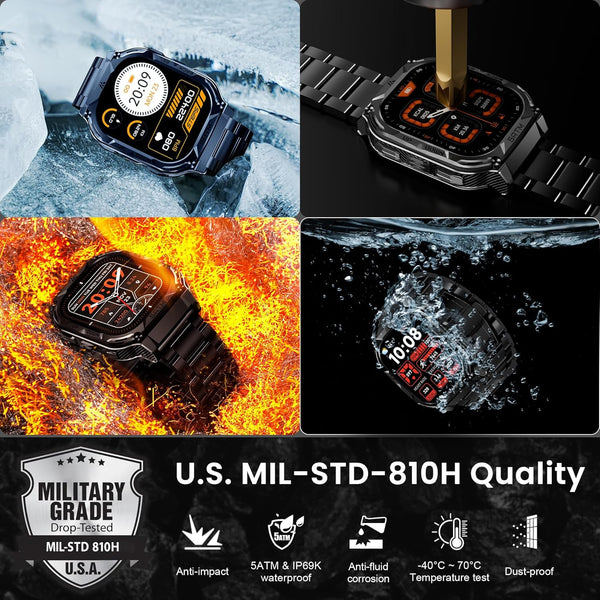 AMAZTIM GPS Smart Watch for Men, 6 Satellite Positioning, Compass, Stainless Steel Body, 50M Waterproof, 480Mah Extra-Large Battery, Answer/Make