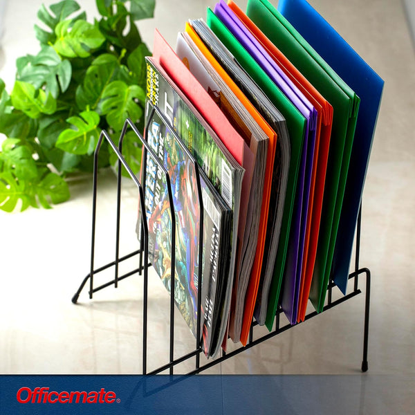 Officemate Large Incline 8 Compartment Wire Caddy, Black, 8.5 X 10.375 X 12.625 Inches
