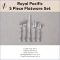 FORTESSA Royal Pacific 18/10 Stainless Steel Flatware, 5 Piece Place Setting with Table Knife, Forks and Spoons (Service for 1), Dishwasher Safe,