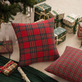 AQOTHES Pack of 2 Christmas Plaid Decorative Throw Pillow Covers Scottish Tartan Cushion Case for Farmhouse Home Holiday Decor Red and Green, 18 X