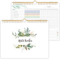 Habit Tracker Calendar- 12 Months Undated Daily Weekly & Monthly Period Habit Tracker Journal, Greenery Floral, Spiral Binding with Writable Goals