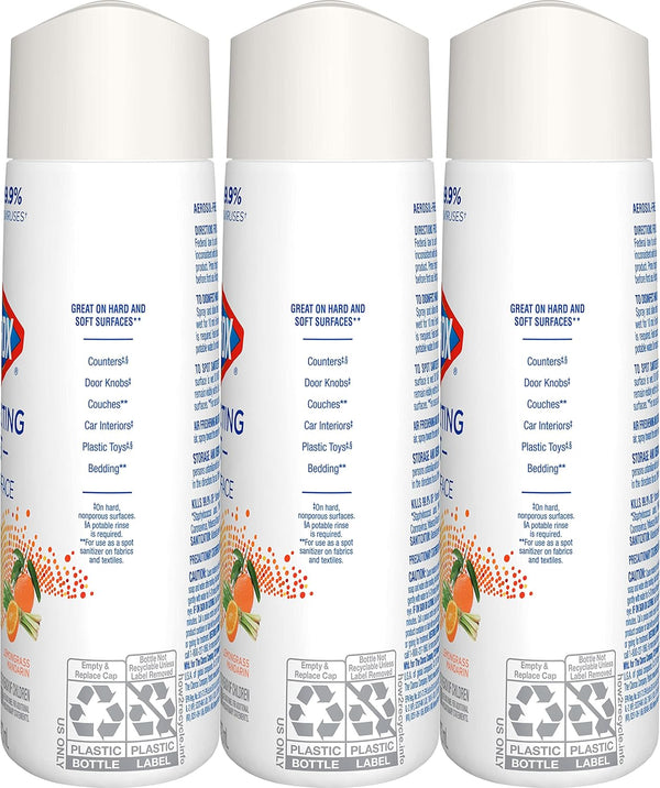 Clorox Disinfecting Mist, Lemongrass Mandarin, Household Essentials, 3 Refills, 16 Fl Oz Each