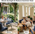 RYB HOME Outdoor Patio Curtains - Blackout Waterproof Porch Curtains & Drapes Privacy Protect Sunight Block for Pavilion Pergola Porch, 1 Panel, W