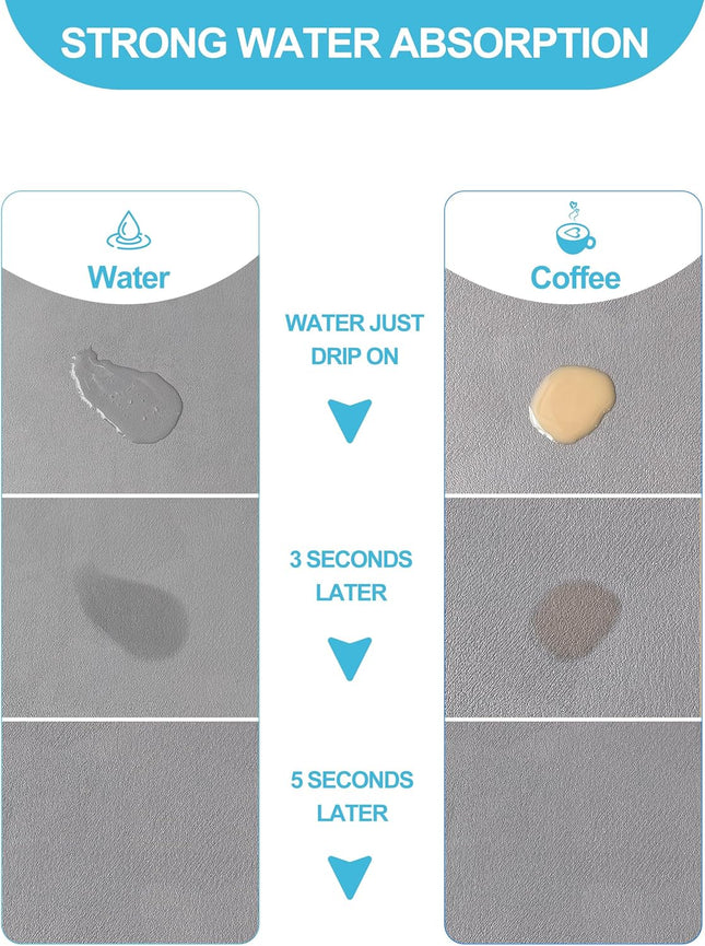 Dish Drying Mat for Kitchen Counter, 12"X19" Dish Drying Pad with Non-Slip Rubber Backed, Hide Stain anti Absorbent for 
