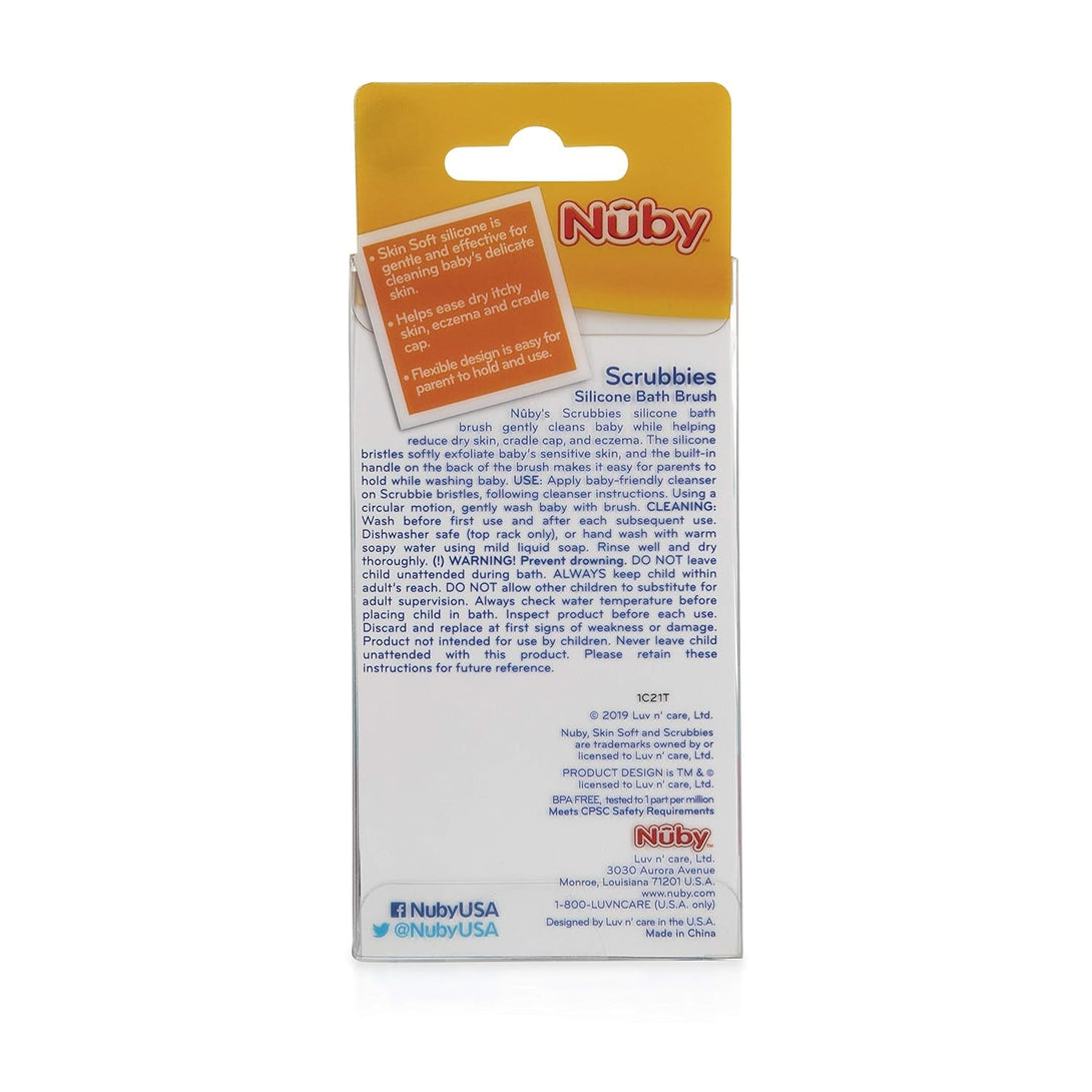 Nuby Scrubbies Silicone Bath Brush - Baby Essentials - Baby Bath Accessories - (2-Pack) Blue
