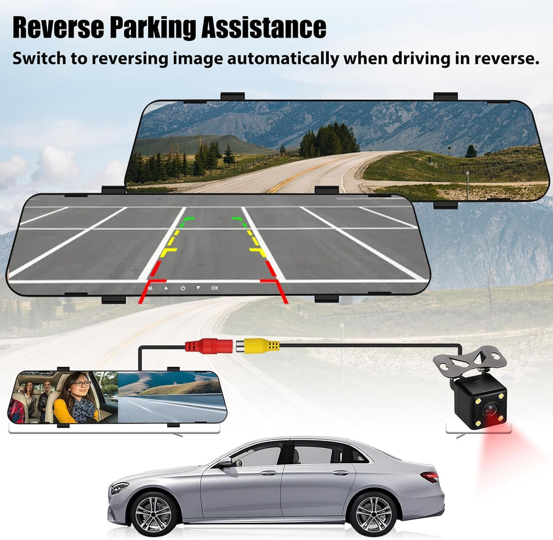 Mirror Dash Cam for Cars,4.5" Rear View Mirror 1080P Front and Rear View Dual Cameras,Super Night Vision,Parking Assistance,G-Sensor,24H Parking Monitor, Waterproof Backup Camera Free 32GB Card