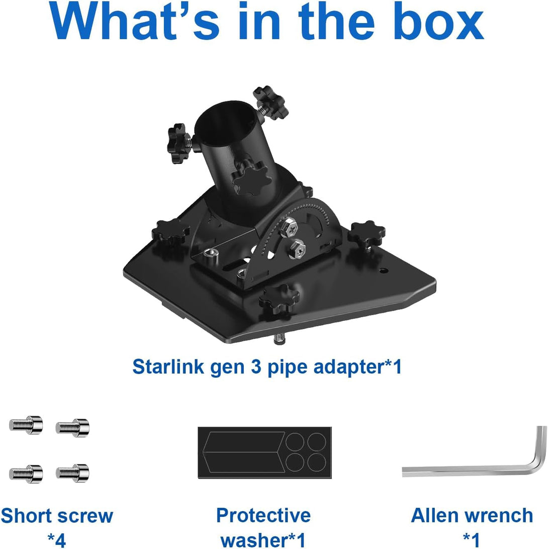 Starlink Gen 3 Mount Kit- Pipe Adapter, Stainless Steel Pole Mount, Angle-Adjustable Starlink Mouting Kit for Gen 3 Roof Mounted Accessories (Fits Max 1.38" Poles)
