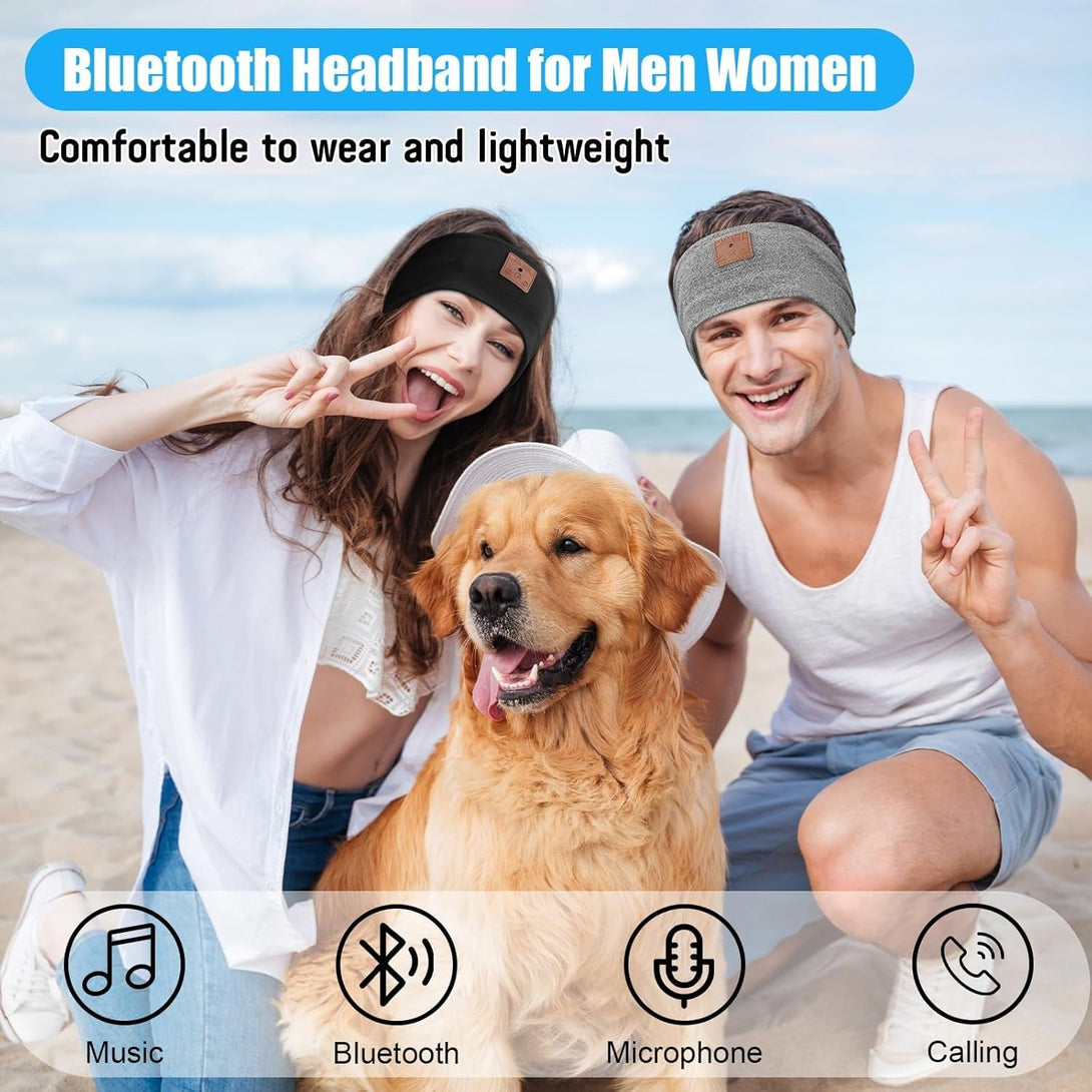 2-Pack Sleeping Headphones Bluetooth 5.4 Headband, Headband Headphones with Ultra-Thin Speakers, Headphones Headband for Side Sleepers, Running, Insomniac, Travel, Meditation（Black&Grey）