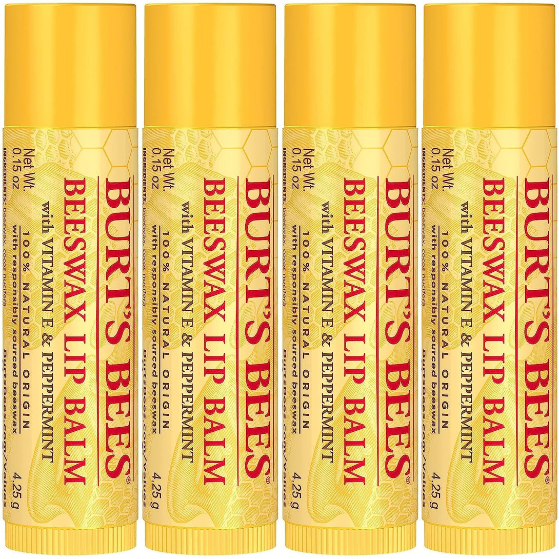 Burt'S Bees Lip Balm - Original Beeswax, Lip Moisturizer with Responsibly Sourced Beeswax, Tint-Free, Natural Origin Conditioning Treatment, 4 Tubes, 0.15 Oz.