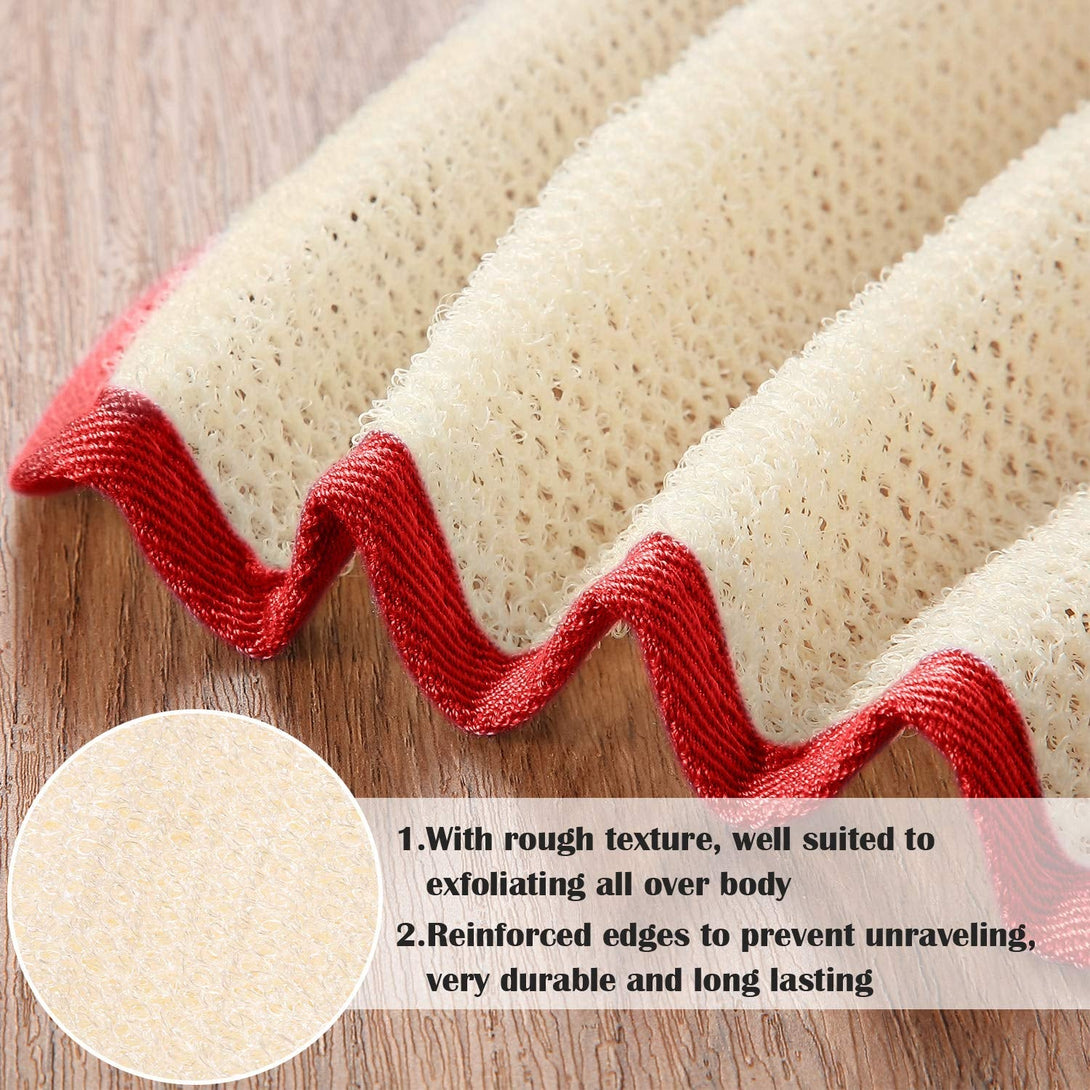 Tatuo 5 Pcs Exfoliating Face and Body Wash Cloths Towel Weave Bath Cloth Exfoliating Scrub Cloth Massage Bath Cloth for Women and Men, 10.63 X 9.05 Inch (Red Edge)