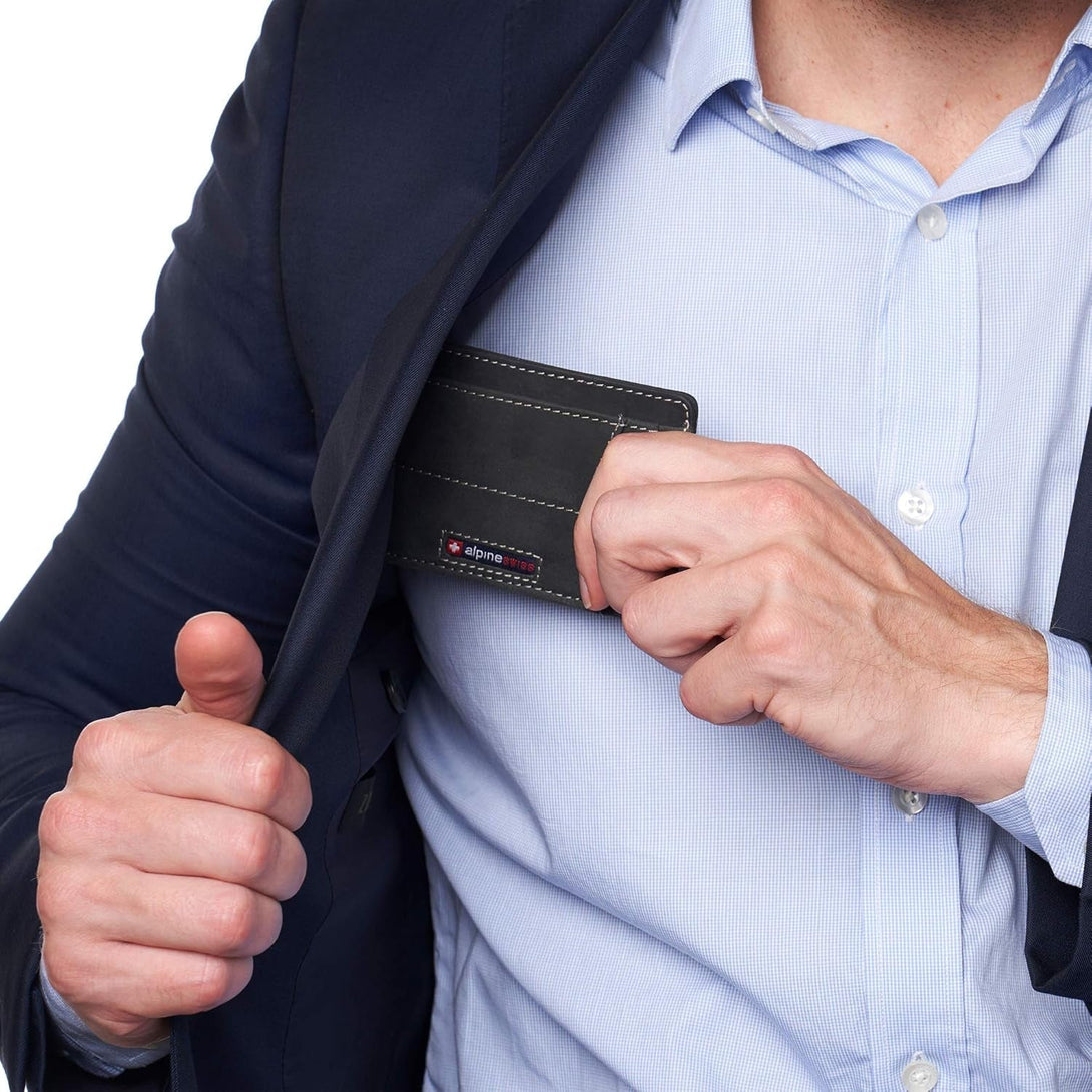 Alpine Swiss RFID Minimalist Oliver Front Pocket Wallet for Men Leather Comes in a Gift Box