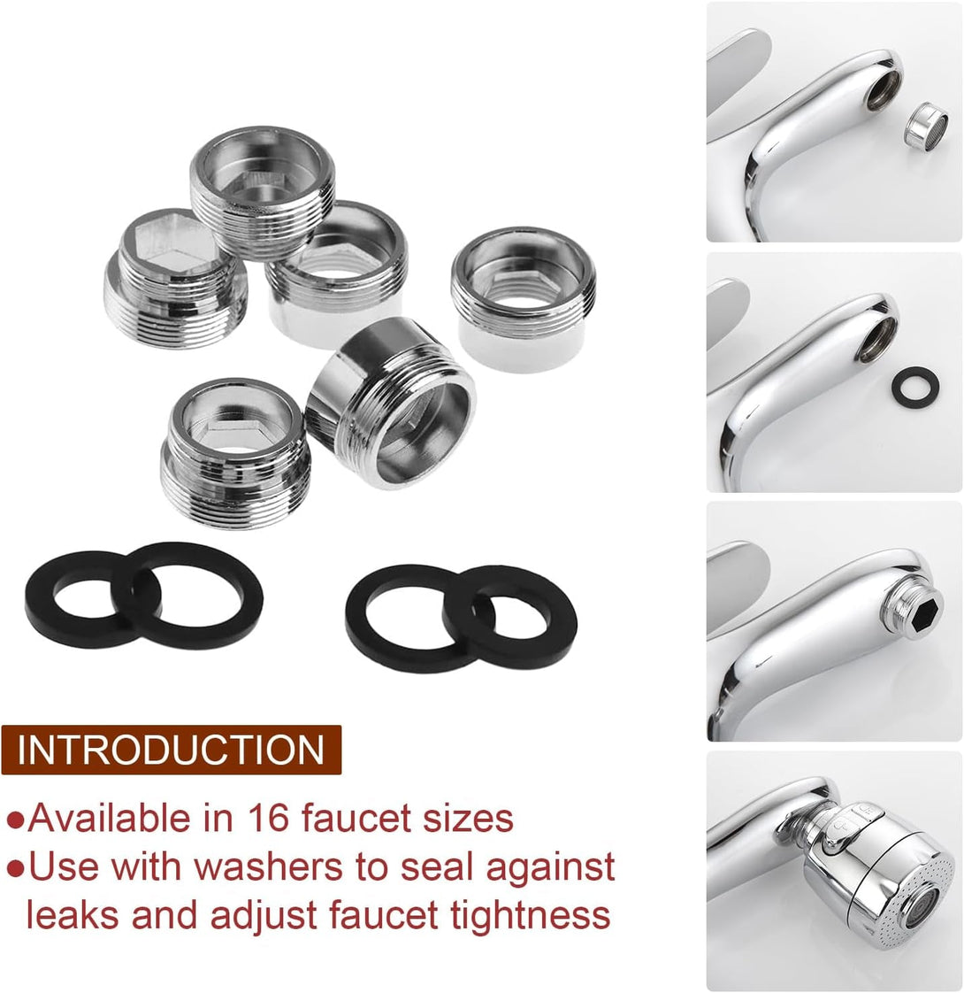 16 Pcs Faucet Adapter Kit, CNYMANY Kitchen Aerator Adapter Set Male Female M22 Sink Faucet Adapter Connecting Garden Hose Water Filter Standard Hose via Diverter