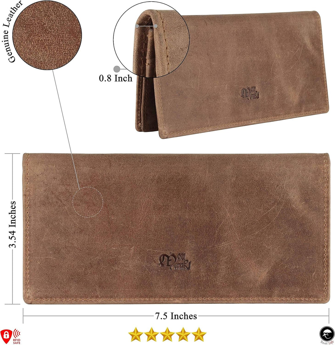 Mou Meraki RFID Blocking Mens Genuine Leather Bifold Long Wallet