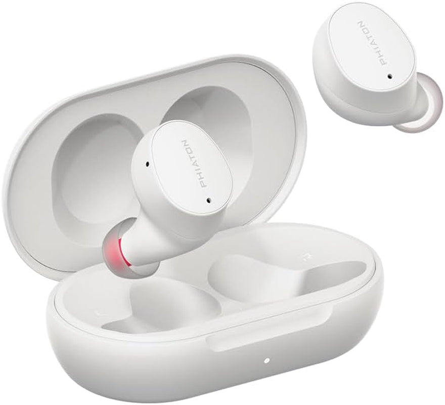 Phiaton Bonobuds Lite True Wireless Earbuds with Clear Voice by Intelligo and Ambient Mode | Bluetooth Earphones with 11 Hour Playtime, Floral White