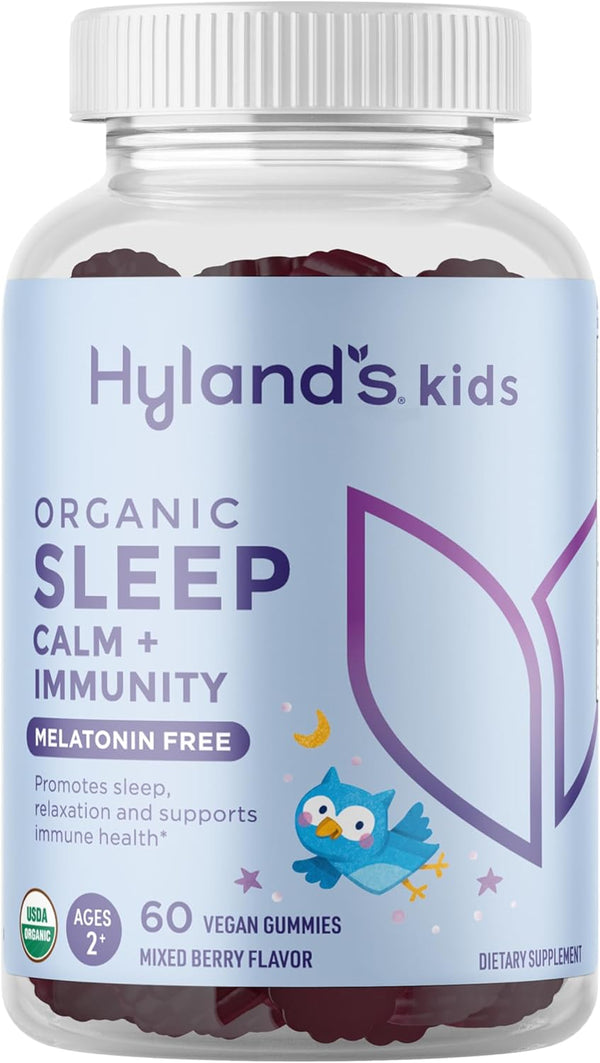 Hyland'S Kids - Melatonin Free Organic Sleep Aid Gummies with Calm & Immune Support - with Chamomile, Elderberry & Passion Flower, Helps with Sleeplessness & Restlessness, 60 Vegan Gummies