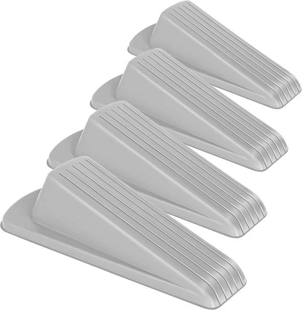 4 Pack Premium Rubber Door Stoppers Wedge, Door Stops for Carpet Heavy Duty Door, for Bottom of Door on Tile, Concrete, Carpet, Wooden Floor (Gray)