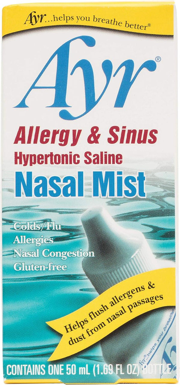AYR Allergy & Sinus Hypertonic Saline Nasal Mist, White, 1.69 Fl Oz