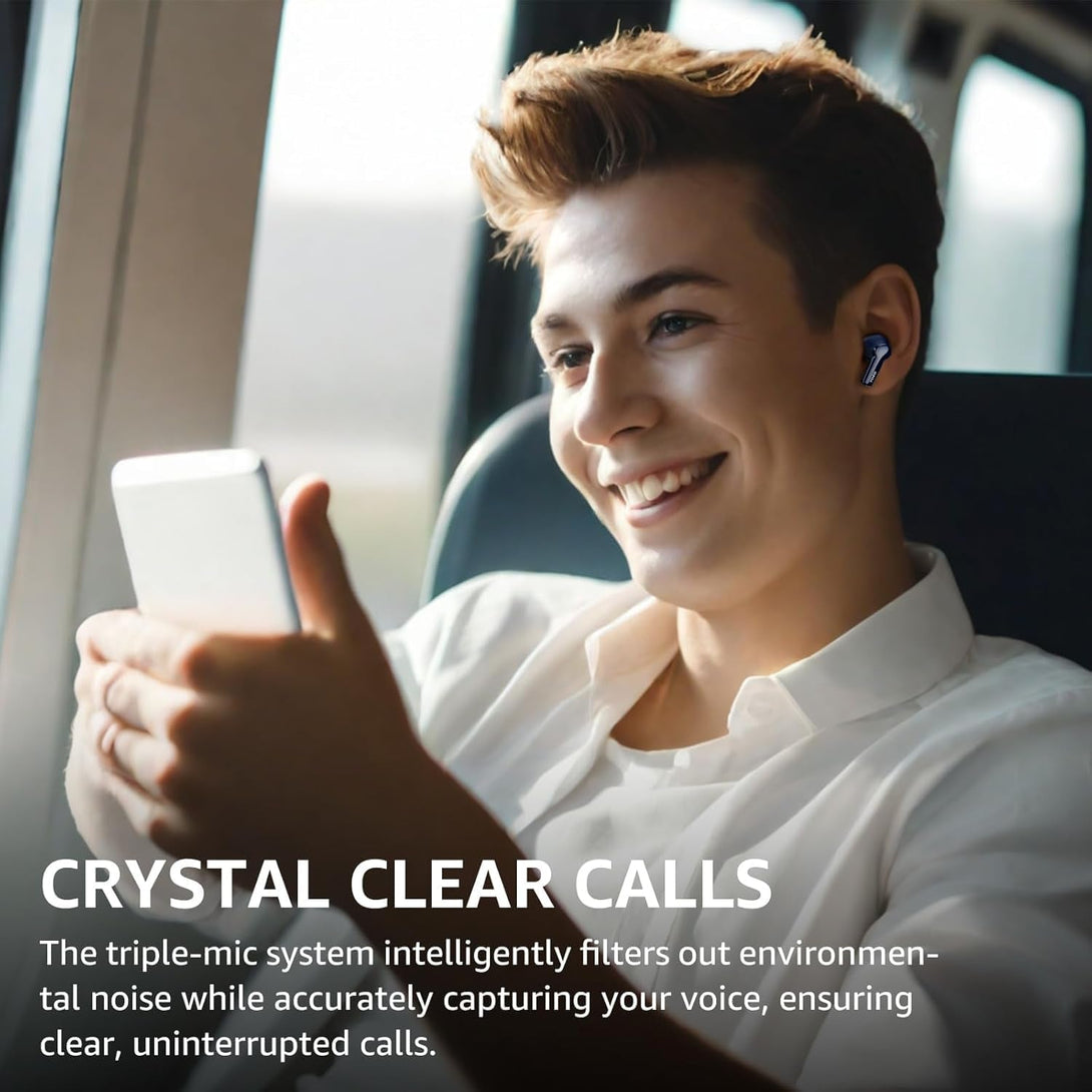 TOZO Hybrid Active Noise Cancelling Wireless Earbuds with 6 Mics AI Clear Call Ear Buds 55H Playtime with LED Display 32 Preset Eqs via APP Bluetooth 5.3 IPX8 Waterproof in Ear Headphones